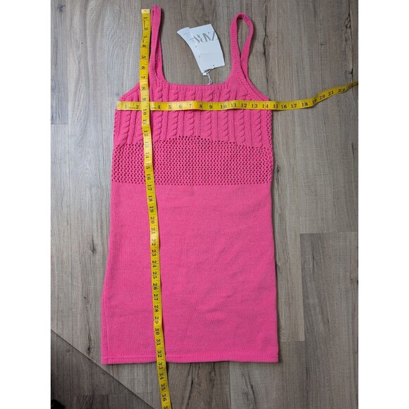 NWT Zara Dress Size S Pink Multi-Pattern Knit Bodycon Mini Stretch Vibrant Chic - Picture 11 of 11